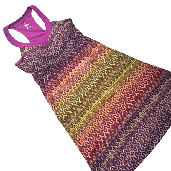 Prana Dresses & Skirts - prAna Women's Racerback Athletic Dress L Purple Geometric Print Stretch Yoga